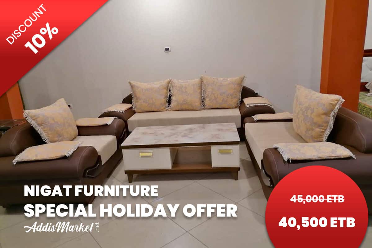 Nigat Furniture Holiday Offer L-Shaped Fabric Sofa Social Addis Market