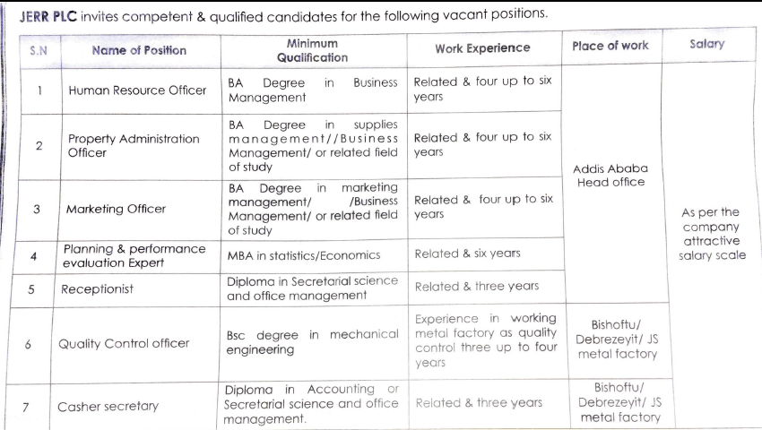 JERR PLC- AddisJobs