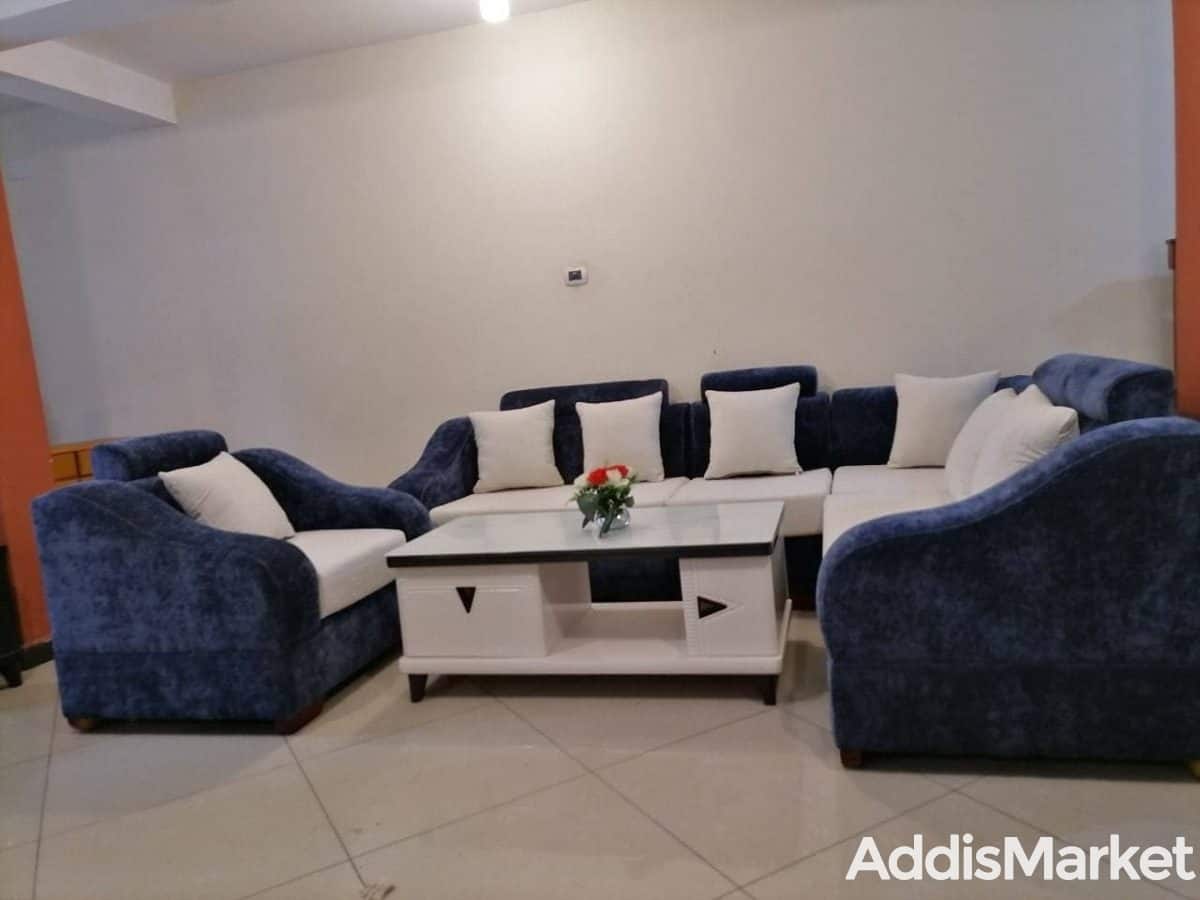 Blue and White Sectional Sofa - AddisMarket